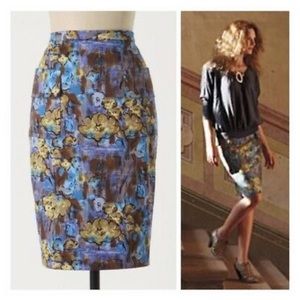 Anthropologie Plenty by Tracy Reese Hortulan watercolor Skirt SZ 2